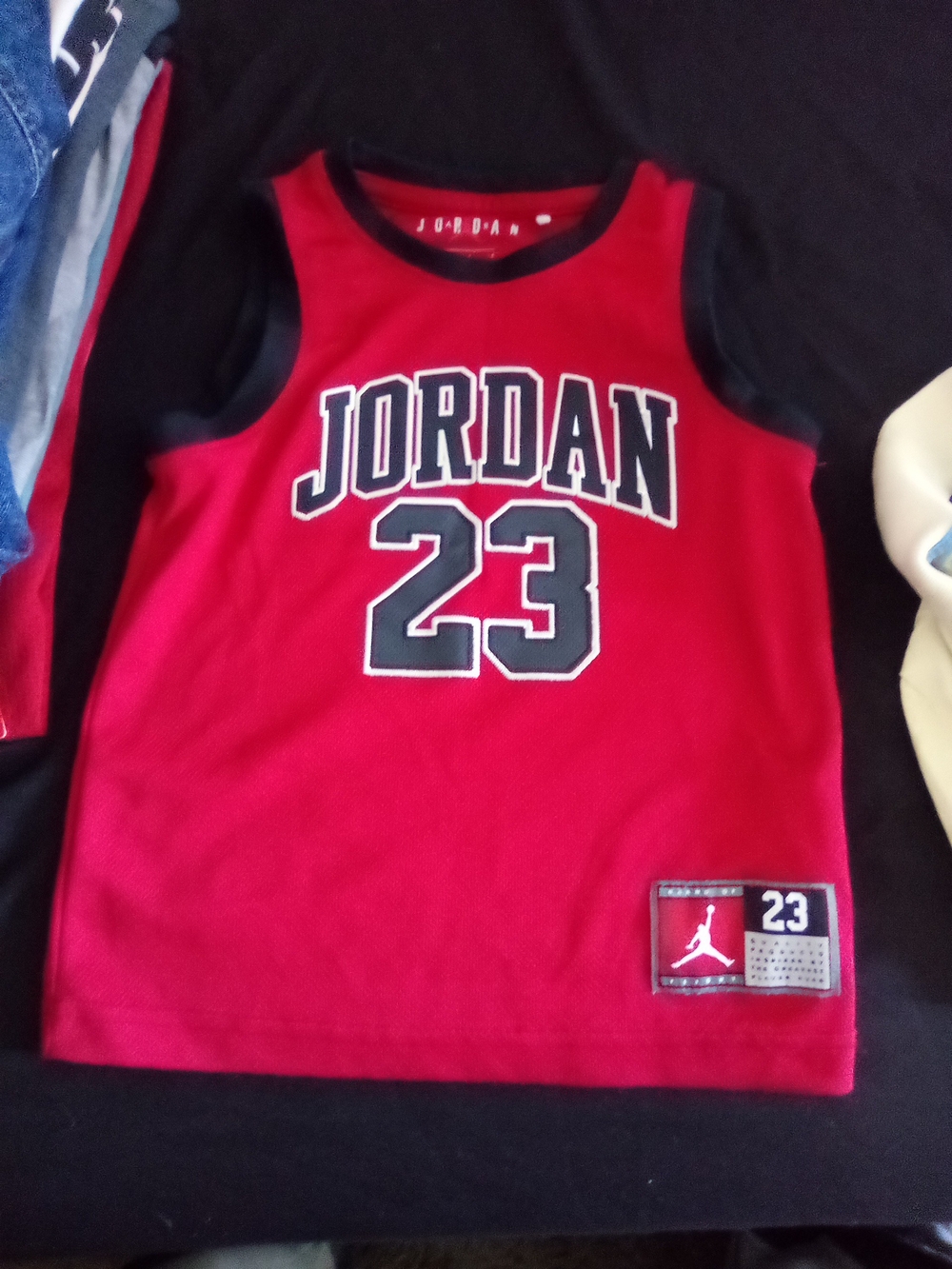 Jordan Red & Black Kids Basketball Tank Top 23